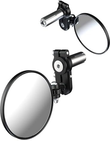 Oxford Fold-Away Bar-end Motorcycle Mirrors | Foldable Motorbike Mirror Set, Black