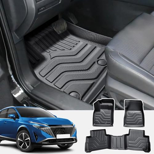 CDEFG Kompatibel mit Nissan Qashqai J12 Mild Hybrid 2022-2024 2025 Fußmatten, Fussmatten TPE Auto Wasserdicht Einfach zu Säubern Premium Allwetter Gummimatten vorn+hinten Matten Qashqai J12 Zubehör