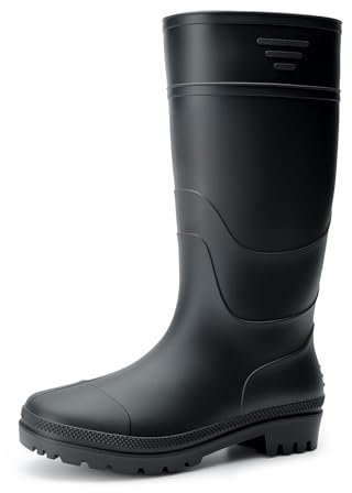 Bruno Marc Stivali da Pioggia Alti Fino al Ginocchio da Uomo Stivali Wellington Impermeabili e Antiscivolo,Size 44,Tutto Nero,BMEMRB2503