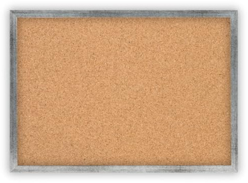 CLAMARO 'Memo' Pinnwand Kork 40 x 30 mit Rahmen | Silber gebürstet | Korkwand mit MDF-Holz Bilderrahmen und Metall Aufhängern (Qerformat & Hochformat) | Inkl. 10 Reißzwecken