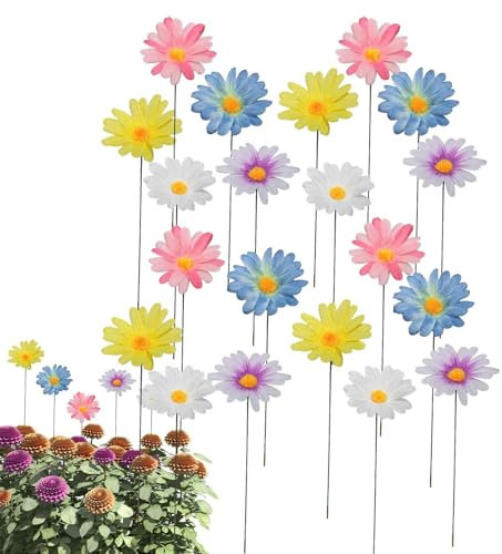 Gänseblümchen Gartenstecker, Metall Blumen Gartenstecker Bunt, Dekorative Gartenpfähle Eisenhandwerk Blumenstecker, Muttertag Blumenstab Metall Für Rasen, Hof, Weg, Gartenornamente, 10/20 Stück