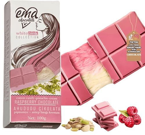 Chocolate Ruby Ángel – 100g | Chocolate Belga de Lujo con Crema de Pistacho y Algodón de Azúcar – Sabor Fresco y Frutal, Estilo Dubái