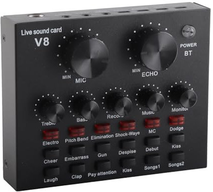 Carte Son de Transmission en Direct avec 112 Sons électriques, 7 Méthodes de Connexion, pour L'enregistrement en Direct, Matériau Métallique