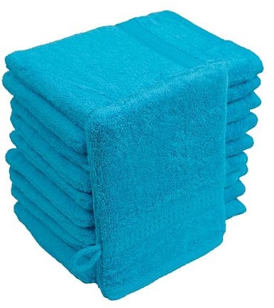 Generisch Loomiva Premium Waschhandschuhe Waschlappen Set 10 Stück, 16x21 cm, 100% Baumwolle Frottier, 500 g/m² | (Tuerkis)