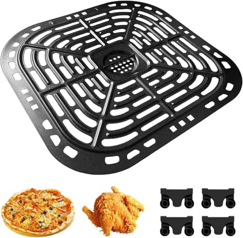 Poêle à frire à air comprimé pour plateaux, panier de friteuse à air de rechange pour Vortex Plus 6QT, grille de friteuse Airfryer avec 4 pare-chocs en caoutchouc, passe au lave-vaisselle (23,1 x 24,1