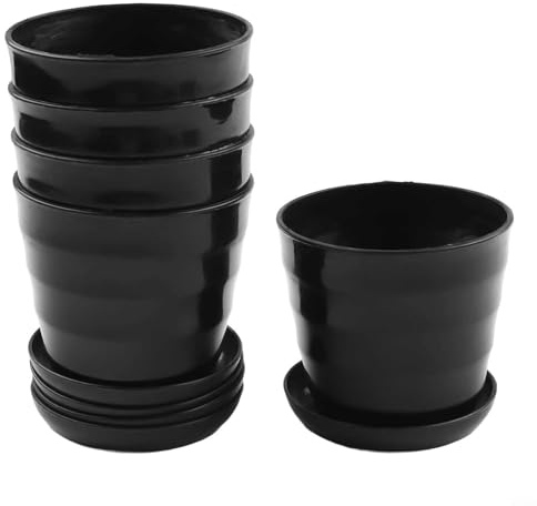 Bebykilemi 5 mini vasi da fiori in plastica, contenitori per piante grasse con fori di drenaggio e piattini, per interni, giardino, balcone, decorazione per la casa, 9 x 8 x 6 cm