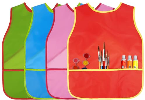 ViEinkaufen Kids Painting Aprons Children Artist Smock | Toddler Art Waterproof Kids Paint Smock Sleeveless Kid Painting Smocks with Pockets for Age 3-8 Year Gift Craft Cooking