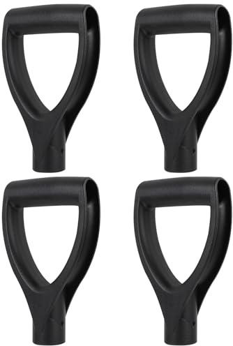 D-Griff Schneeschaufelteile 4 Stück PP 18,5x12x3,2cm Schwarz | Rutsch Halt, Glatte Oberfläche, für Schnee Räumen, Gartenarbeit, Ersatz für Defekten Griff