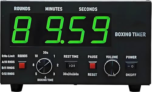 Temporizador Clásico De Boxeo, Temporizador Profesional para Gimnasio con Pantalla LED, Temporizador Portátil De Boxeo con Sonido Ajustable Y Cronómetro Green