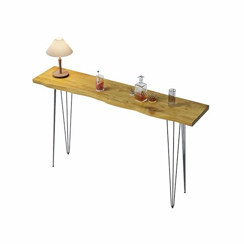WXZXWXZX Stehtisch Holz Bartisch Hochtisch Bistrotisch Konsolentisch Beistelltisch Küche mit Metallbeine für Bar Esszimmer Café Wohnzimmer Balkon Restaurant(140cm/55.1in)
