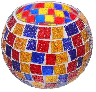 Amosfun Retro Mosaik Lampenschirm aus Farbigem Glas Kugelförmig Kompatibel mit E26/e27 Fassungen Ersatz für Pendelleuchten und Kronleuchter Wohnraumbeleuchtung für Flur und Wohnzimmer