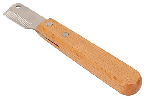 HUSHUI Couteau à Dénuder pour Chien, Manche en Bois, Lame en Acier Inoxydable, Outil de Toilettage Professionnel pour Animaux de Compagnie, avec Conception Durable Montée Sécurisée,