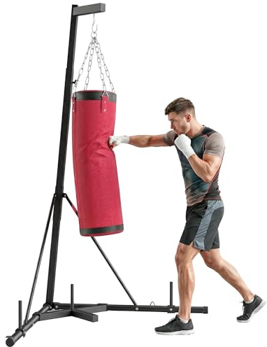Soozier Punching Bag with Stand for Adults Canvas Sandbag 72.8-90.9 Red