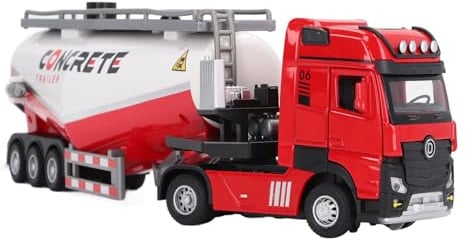 Focket Betonmischer-LKW, Legierungs-Betonpumpen-LKW Im Maßstab 1:32, Erweitertes Karosseriedesign mit Wassersprühfunktion, Betonmischer-Spielzeug für Im Alter von 3–7 Jahren. Rollenspiel (Rot)