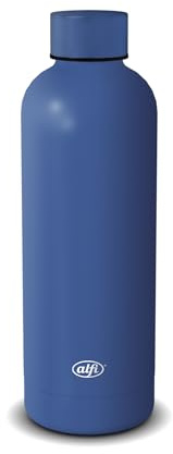 alfi BASICS Isolierflasche 0,50 l aus Edelstahl, 12h kalt, deep water | Auslaufsicher, Trinkflasche, 6h heiß, Thermosflasche für Schule, unterwegs & Büro, blau