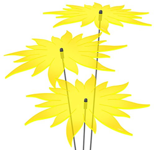 SUNPLAY Sonnenfänger - Sonnenblumen Set - 3X Gelb - Ø 20 cm Durchmesser + Schwingstäbe