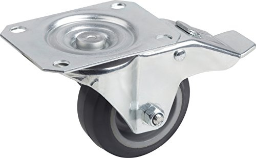 Metafranc Lenkrolle Ø 80 mm – 105 x 80 mm Platte – Feststeller | Elastisches Vollgummi-Rad – Weiche Lauffläche – Rollenlager – 100 kg Tragkraft – Transportrolle – Möbelrolle