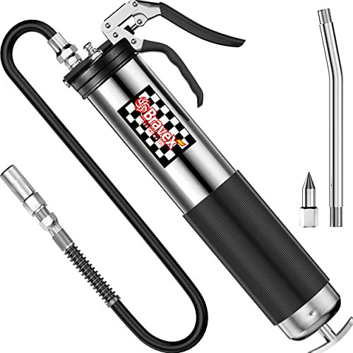 Bravex Strapazierfähige professionelle Pistolengriff-Fettpresse 6000 PSI – 45,7 cm Flexschlauch