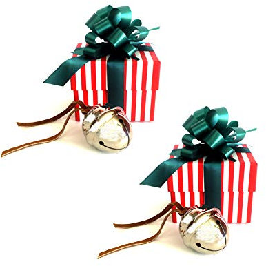 LILYDEAL Schlittenglocken-Geschenkset (2 Stück) - Klassische Weihnachtsglocken aus Leder mit rot-weißer Verpackung und Echtheitszertifikat