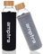 amptra Trinkflasche to go Glas grau 550ml inkl. Neoprenhülle Sporttrinkflasche