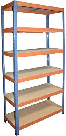 Shelf Creations Expert Schwerlastregal blau-orange 200 x 120 x 60 cm mit 6 Böden, Metallregal verzinkt, Steckregal, Kellerregal, Lagerregal, Werkstattregal, Archivregal, Industrieregal, Haushaltsregal
