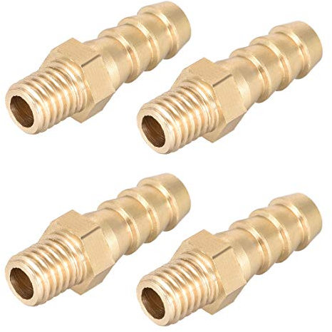 sourcing map Connecteur de raccord en laiton métrique M8-1.25 mâle à barbe Fit tuyau ID 8mm 4 pièces