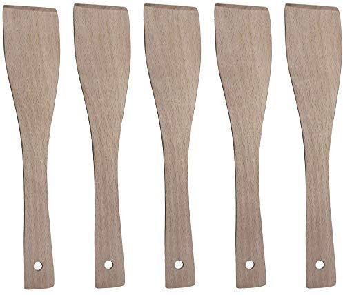 GRILLPLANET Pfannenwender Holz Set Holzschaber Holzwender Wender Schaber Spachtel Kochlöffel Holzkochlöffel (5 Stück)