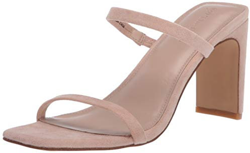 The Drop Avery-Sandali con Tacco Alto a Due Cinturini Heeled-Sandals da Donna, Naturale, 43 EU