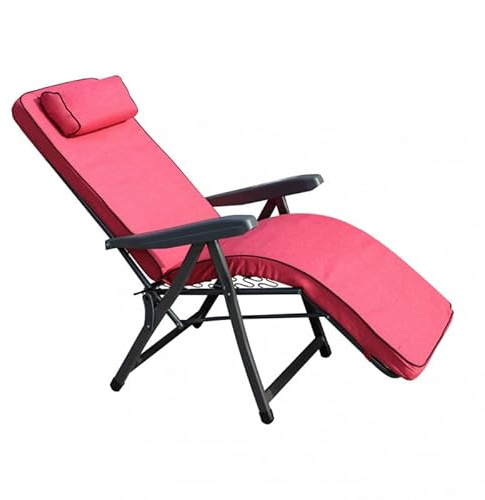 Tomaino - Gepolsterter Liegestuhl für drinnen und draußen - Liegestuhl für perfekte Entspannung - Bequem und faltbar, ideal für Haus, Garten, Terrasse (automatisch, rot)