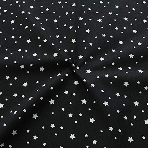 Stoffkontor 100% Baumwollstoff Sterne Mix 18 - Meterware, Schwarz - zum Nähen von Bekleidung, Vorhängen, Bettwäsche, UVM.