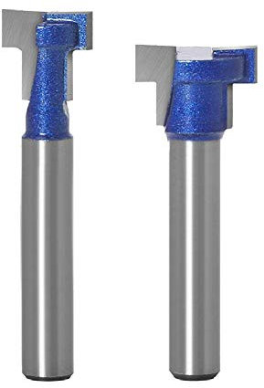 Bestgle 2pcs 1/4 Inch Shank T Slot Router Bit, 5/8'' & 7/16'' T-Track Keyhole Router Bits, Woodworking Milling Cutter Tool for Slots, Grooves & Hanging Joints