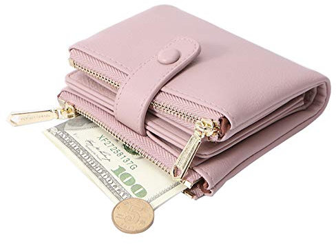 Damen Geldbeutel,PU Leder Portemonnaie Kleine Brieftasche Geldbörse Für Frauen (Pinkb)