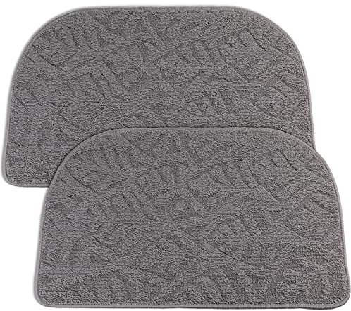 DEAYOU 2 Pack Indoor Doormat Front Door Mat, Low-Profile Gray Outdoor Mats Half Circle Entrance Rugs, Half Round Non-Slip Anti Fatigue Cushions for Inside Outside Entry, Patio, 71 x 43 cm