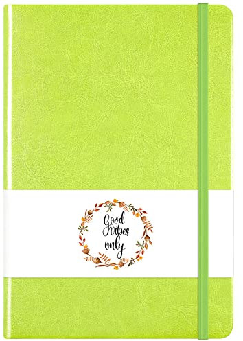 HUAMXE Liniertes Tagebuch Notizbuch, Leder Hardcover Tagebuch für Frauen, Medium 14,5 x 21,3 cm, 160 Seiten dickes Papier, niedliches A5 College liniert Notizbuch für Journaling Schreiben Arbeit Grün