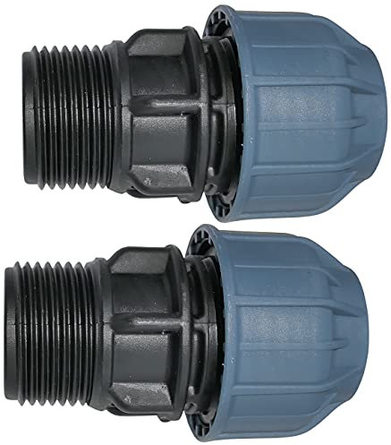 AERZETIX - C51921 - Juego de 2 - Manguito/adaptador roscado - reductor de compresión recto - conexión rosca macho 1'' - para tubería de agua Ø25mm - en polipropileno - conector/reparador