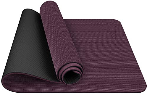 TOPLUS Preumium Yogamatte aus hochwertigen TPE, rutschfest Yogamatte Gymnastikmatte Übungsmatte Sportmatte für Yoga, Pilates,Fitness usw.- Maße 183cm Länge 61cm Breite Rot