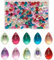 Cheriswelry Lot de 200 perles en verre transparentes percées en forme de larme pour fabrication de bijoux, colliers, bracelets, boucles d'oreilles - 10 couleurs