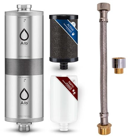 Alb Filter® FUSION Active+Nano Trinkwasserfilter gegen Schadstoffe und Keime | Untertisch | Made in Germany Edelstahl Natur + Connect Schwarz