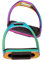 Lenza Rainbow Gloss Steigbügel Reiten Edelstahl Englisch Steigbügel mit schwarzen Laufflächen 12,1 cm