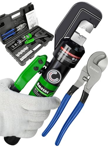Pince à sertir hydraulique manuelle de 4 mm² à 70 mm² pour cosses de câbles, outil de sertissage hydraulique avec 9 paires de matrices (outil de sertissage 4 ~ 70 mm² + coupe)
