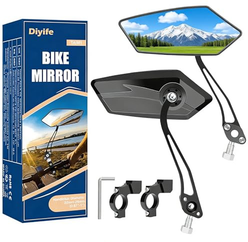 2 Pcs Diyife Bike Mirrors, HD Version Large Bicycle Mirrors for Handlebars