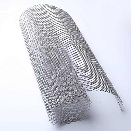 Tongze Malla metálica universal de 40 x 13 pulgadas: malla de aleación de aluminio para parrilla de coche para parachoques delantero, agujero rómbico de 6 x 12 mm (plateado)