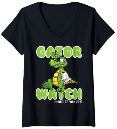 Damen Chicago Humboldt Park Gator Uhr Alligator Lagoon T-Shirt mit V-Ausschnitt