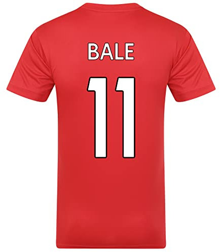 Wales FAW - Herren Trainingstrikot aus Polyester - Offizielles Merchandise - Geschenk für Fußballfans - Rot Bale 11 - L