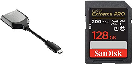 SanDis Extreme PRO 128GB UHS-I SDXC card + RescuePRO Deluxe with the SanDisk USB Type-C Reader for SD UHS-I and UHS-II Cards