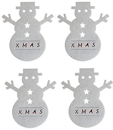 Besteckhalter Weihnachten Filz, 4 Stück Bestecktasche Tannenbaum Besteckbeutel Weihnachtsbaum Tischdeko, Weinachts Gabeln Löffel Geschirr Besteck Taschen für Party Tisch Weinachtsdeko (Weiß, One Size)