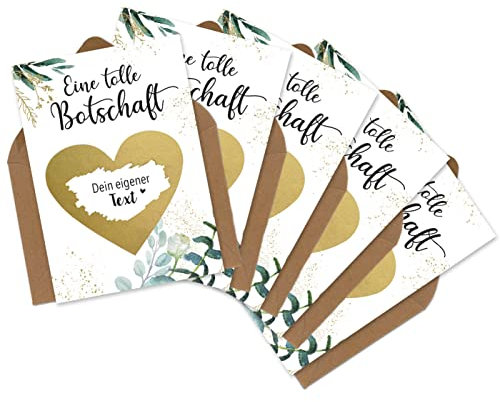 OWLBOOK 5 Rubbelkarten zum selber beschriften - tolle Botschaft - Rubbellos für eigenen Text Geschenke Geschenkideen für die Familie zum Schwangerschaft verkünden