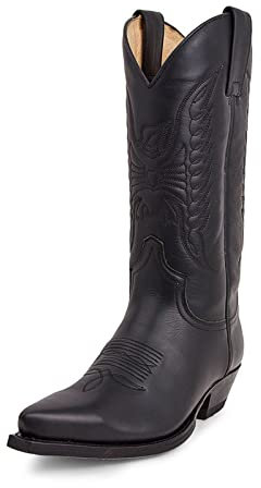 Stivali da Cowboy da Uomo Ricamo a Punta Stivali Western Autunno Inverno Stivali a metà Polpaccio Vintage,Nero,47 EU