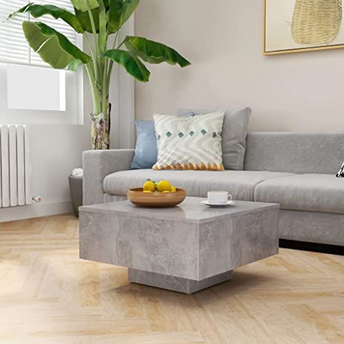 FIRBNUS Table Basse Gris Béton 60x60x31,5 cm Aggloméré Table de Salon Table Centrale Dessus de Table Robuste Table à Thé Bureau Table Café Placer Boissons Ornements Photos Vases Bols à Fruits