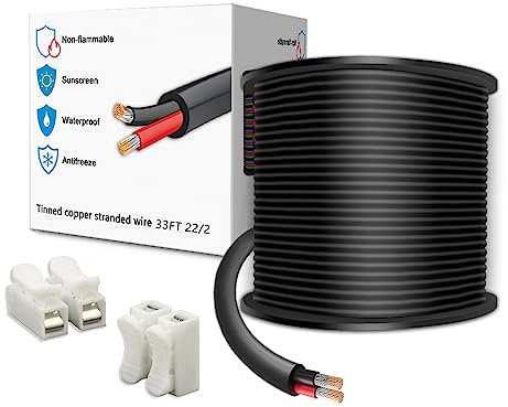 LEADTOPS 10M 22 Gauge 22/2 Cavo Elettrico a 2 Conduttori Cavo a 2 Fili 2x0,3mm² per Luce a LED, Automotive, Attrezzature per barche